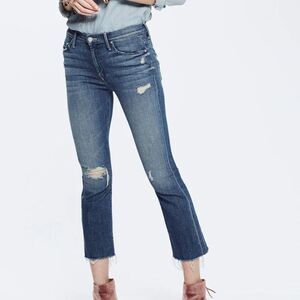MOTHER Denim The Insider Crop Fray Gypsy Jeans Blue Size 24